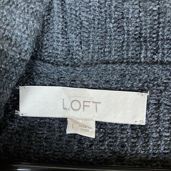 Ann Taylor LOFT Womens Sweater Charcaol Cardigan Camel Hair Blend Open Front L - Picture 6 of 12